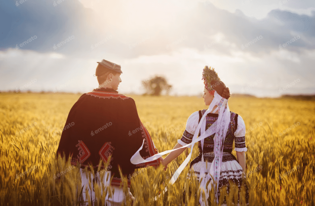 młoda para w zbożu